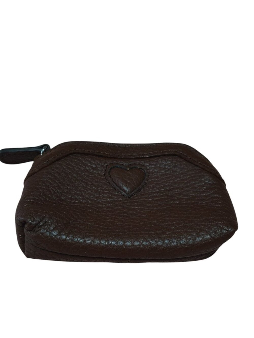 Brighton Coin Change Purse Brown Leather Heart Logo Zip Up Classic